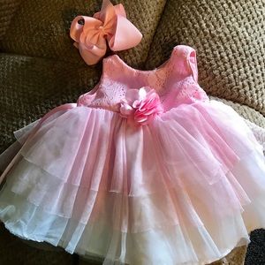 Baby girl dress with matching headband.